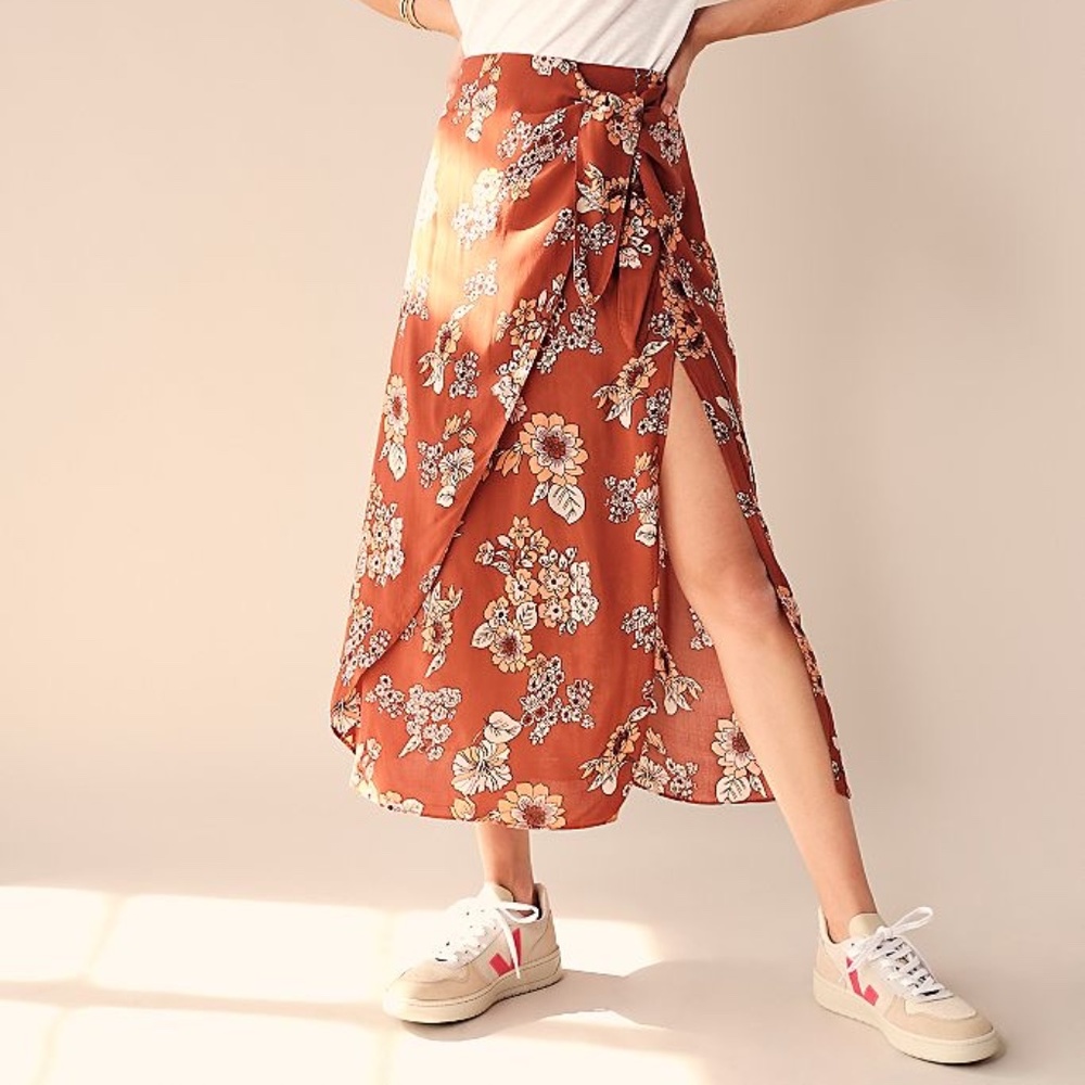 NWT! Free People Sunray Sarong Flower Midi Skirt - Picture 2 of 4